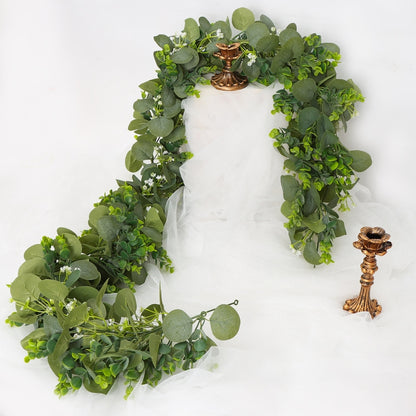 180cm Simulation Greenery Eucalyptus Ivy Leaf Rattan Hanging Fake Flower Decoration Rattan, Style: F Model by bashfashion