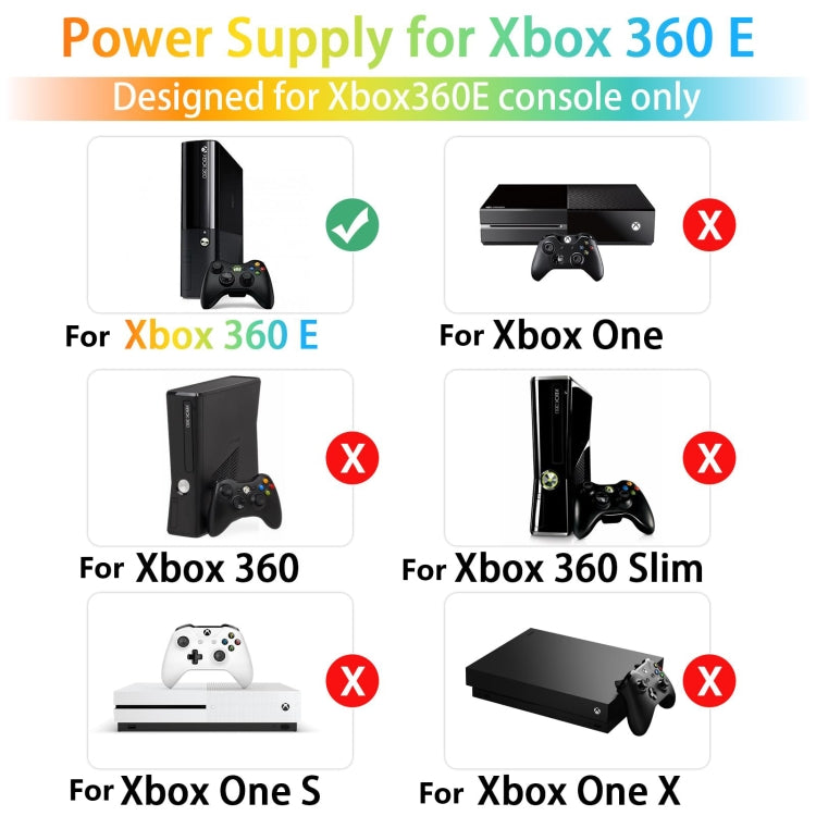 For Microsoft Xbox 360 E Console Power Supply Charger 135W 100-240V 2A AC Adapter(EU Plug) by bashfashion