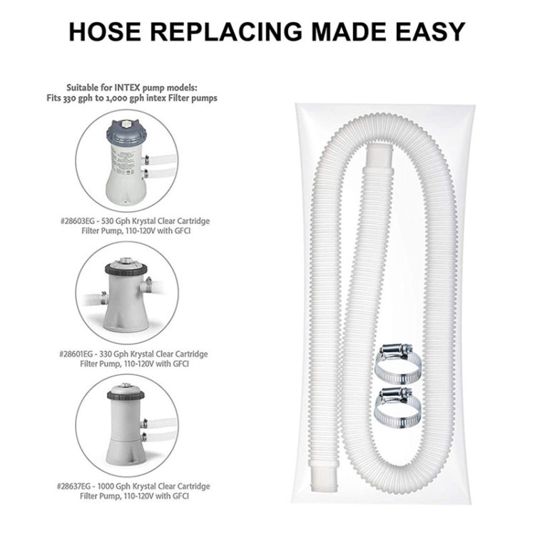 For Intex Swimming Pool Filter Pump Replacement 1 Hose 2 Clamps Blue by bashfashion