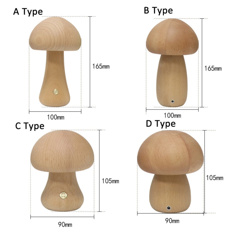 Mushroom Shape Night Light Touch Control Dimmable Bedside Atmosphere Lamp, Style: D Type Beech by bashfashion