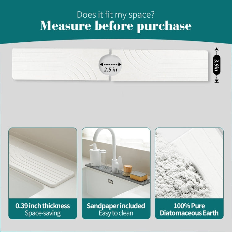 Faucet Sink Drying Mat Diatomaceous Earth Stone Splashproof Absorbent Sink Drainage Mat, Color: K02 Dark Gray(40x10cm) by bashfashion