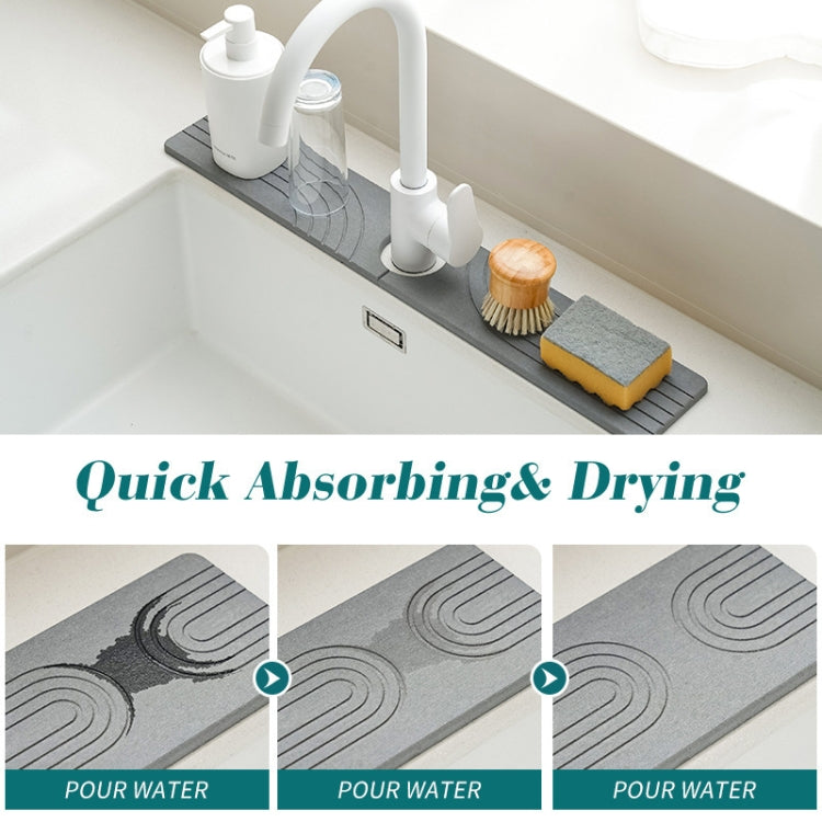 Faucet Sink Drying Mat Diatomaceous Earth Stone Splashproof Absorbent Sink Drainage Mat, Color: K03 Dark Gray(40x10cm) by bashfashion