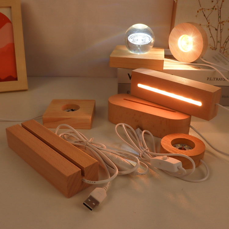 LED Light Solid Wood Luminous Base for Resin Art Acrylic Glass Lights Rectangular 30cm(Three-color Light) by bashfashion