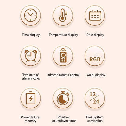 11.6-Inch RGB Wall Clock With Remote Control Multi-Functional Alarm Clock Black+Black by bashfashion