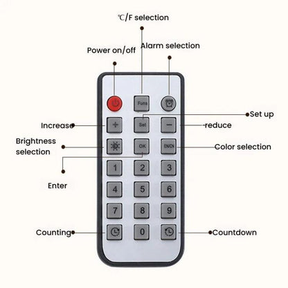 11.6-Inch White Light Wall Clock With Remote Control Multi-Functional Alarm Clock Bamboo+Bamboo by bashfashion