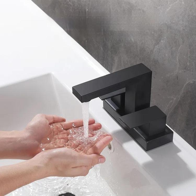 Dual Handle Two-Hole Bathroom Sink Faucet for Undermount Basin Separate Hot/Cold Water Controls, Spec: Brushed YH068 by bashfashion