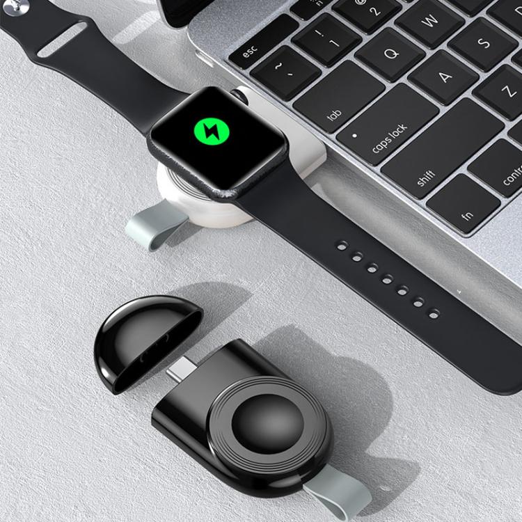 For Apple Watch 1/2/3/4/5/6/7/8/9/10/SE Portable Magnetic Wireless Charger Type-C Smart Wireless Charger(Black) by bashfashion