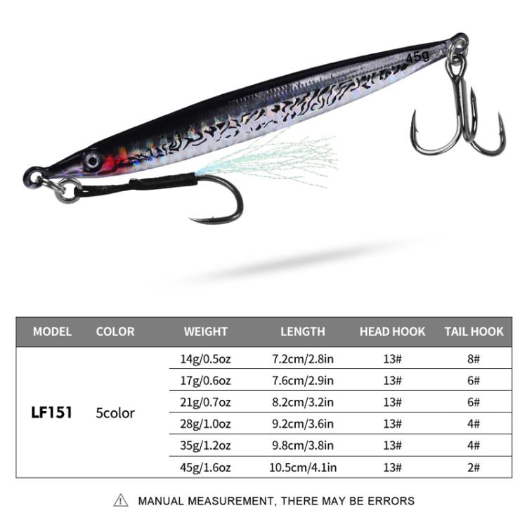 14G PROBEROS LF151 Long-Distance Casting Sinking Lure 3D Fast-Draw Sea Fishing Mackerel Hook(C) by PROBEROS