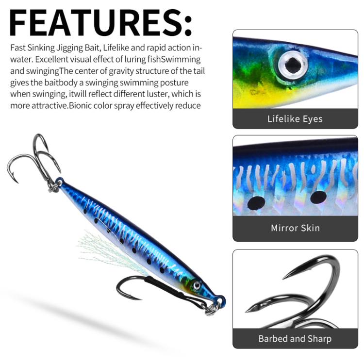 17G PROBEROS LF151 Long-Distance Casting Sinking Lure 3D Fast-Draw Sea Fishing Mackerel Hook(C) by PROBEROS