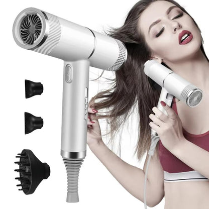 T-Shaped Hair Dryer with Smart Inverter Technology High-Power Blow Dryer for Home & Salon Use EU Plug With 3 Nozzles(Gray) by bashfashion