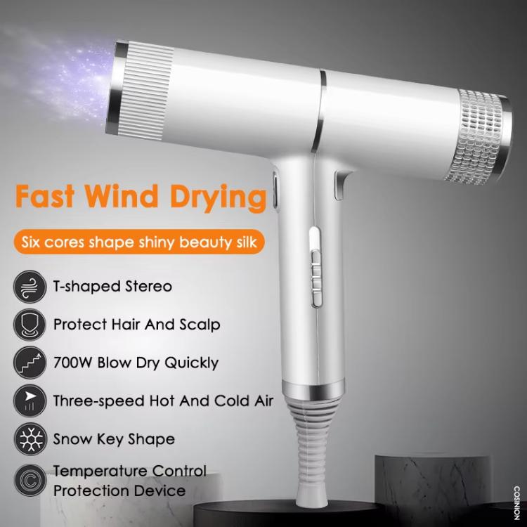 T-Shaped Hair Dryer with Smart Inverter Technology High-Power Blow Dryer for Home & Salon Use EU Plug(White) by bashfashion