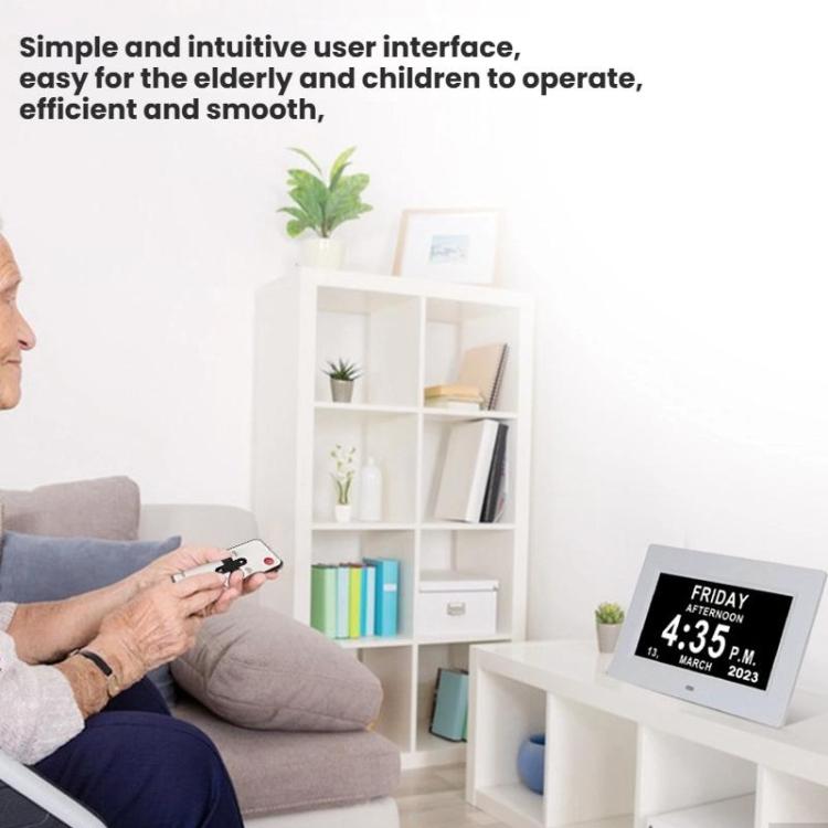 7-inch Digital Frame Calendar Day Clock With 3 Medication Alerts, 5 Custom Alarms, Multi-Language Support AU Plug Black by bashfashion