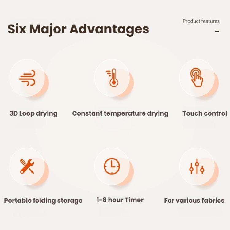 600W Smart Touch Control Foldable Clothes Dryer Portable Laundry Dry Machine with LED Display, Adjustable Temperature & Timer US Plug by bashfashion